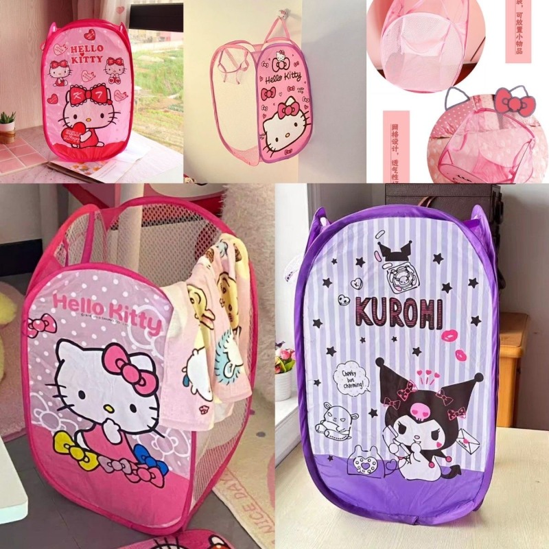 Home Edit Bathroom Storage - Kawaii Çizgi Film Desenli Katlanabilir Çamaşır
