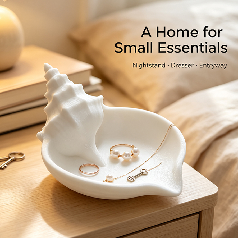Home Essentials Bathroom Storage - İskandinav Tarzı Mat Beyaz Deniz Kabuğu