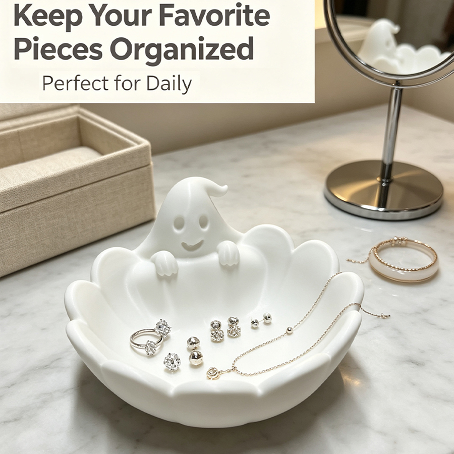 Home Essentials Bathroom Storage - Mat Beyaz 3D Sevimli Hayalet Şeklinde