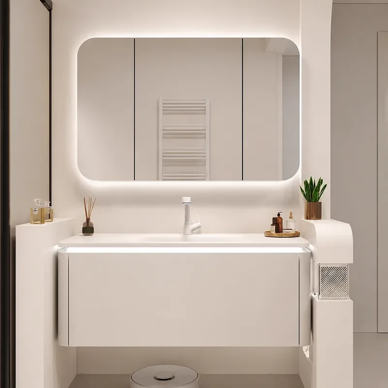 Home Bathroom Vanity Combo - Seramik Entegre Lavabolu Banyo Dolabı Kombinasyonu,