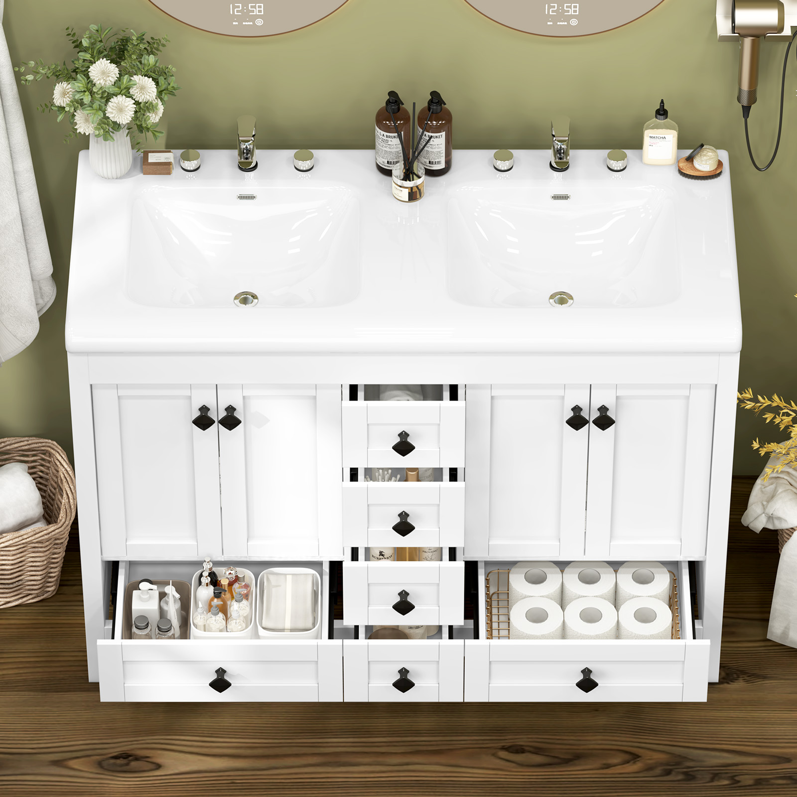 47.3 İnç Beyaz Banyo Dolabı Çi - Home Bathroom Vanity Combo incelemesi ve fiyatı